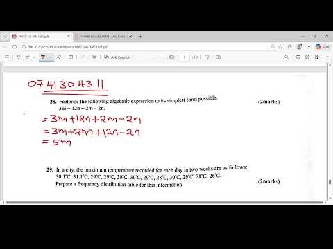 FACTORIZING ALGEBRAIC EXPRESSIONS - GRADE 8 MATHEMATICS