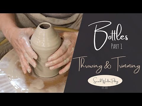 Beginner Pottery Wheel - Bottles Part 1-Throwing and Trimming HD 1080p