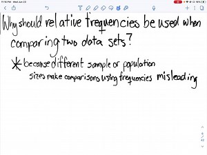 SOLVED:Why should relative frequencies be used when comparing two data sets?