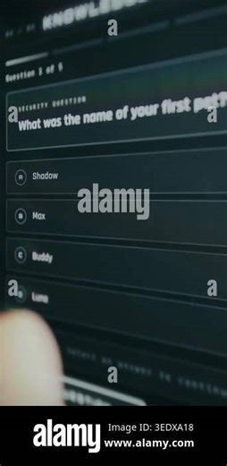 Knowledge-Based Authentication with security questions for a persons identity verification Stock Video Footage - Alamy