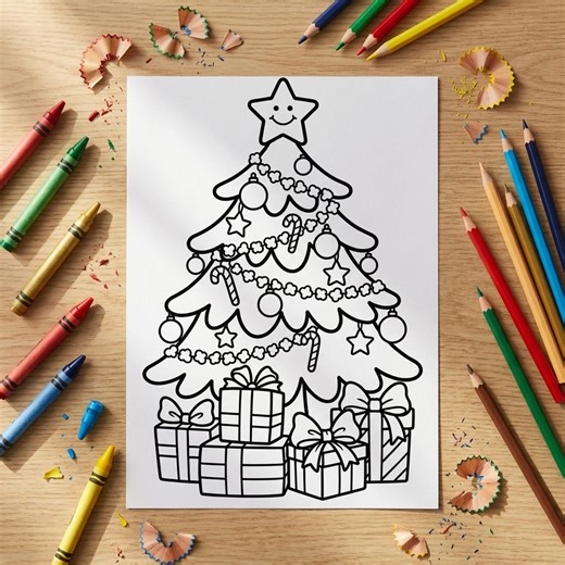 Christmas Coloring Pages for Kids, Santa Tree Reindeer, Printable PDF (A4 + US Letter) - Etsy