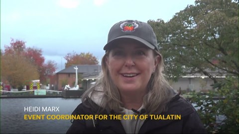 Giant floating pumpkin races draw thousands to annual event in Oregon