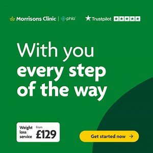 Break free from fad diets! Try our safe and reliable weight loss service. With regular clinical check-ins, and support from an expert UK team, lose up to 20% of your body weight. Prices start from £129 for your first month. | Morrisons