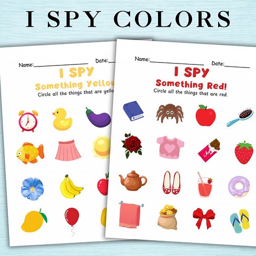 I Spy Colors Printable Worksheets – Kids Learning Activity (digital Download) - Etsy