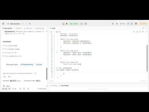 1594. Maximum Non Negative Product in a Matrix | Java