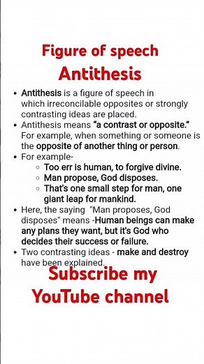 English literature figure of speech Antithesis definition and examples #studyadda #adareshsir