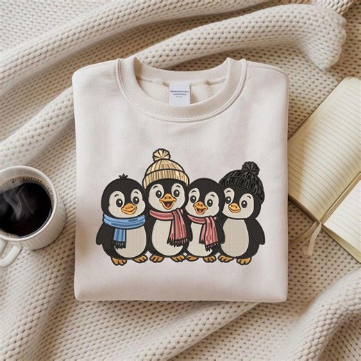 Penguin Family Embroidery Design, Cute Winter Animal Machine Embroidery Files, Baby Penguin (digital Download) - Etsy