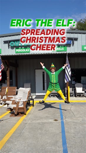 Eric the Elf has the place looking festive! Stop by Outdoor Home Store, enjoy the holiday setup, and take a look through the showroom loaded with grills, outdoor furniture, and backyard essentials! | Outdoor Home Store