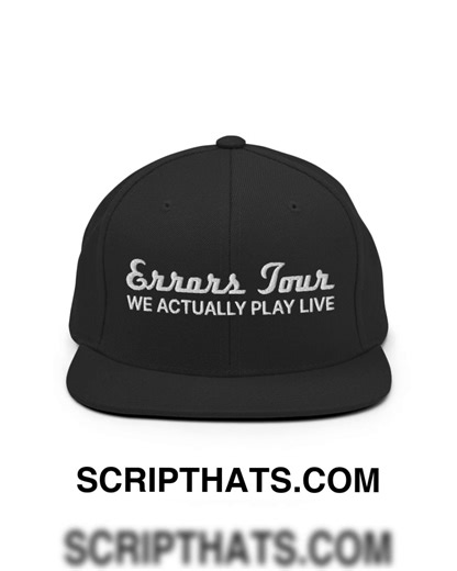 🎶 Ready to turn heads while you jam? Introducing the Errors Tour We Actually Play Live Snapback Hat! 🎩🎉 Crafted for comfort and style, this hat effortlessly elevates your look—whether you're rocking out at a concert or just hanging with friends. With its sleek design and vibrant colors, you'll feel like a rockstar every day. It’s the perfect accessory to express your passion for music and make a statement wherever you go! Step out in confidence and let your personality shine! 🌟🔥 #ErrorsTour