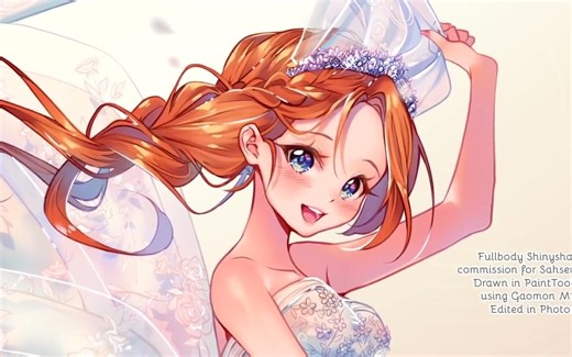 【板绘】画师 Hyanna Natsu绘画过程 婚纱新娘