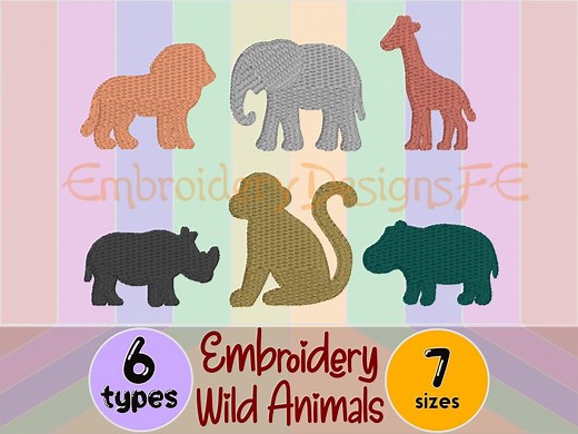 Mini Wild Animals Embroidery Design | Machine Embroidery File | 7 Sizes | Instant Download - Etsy Canada