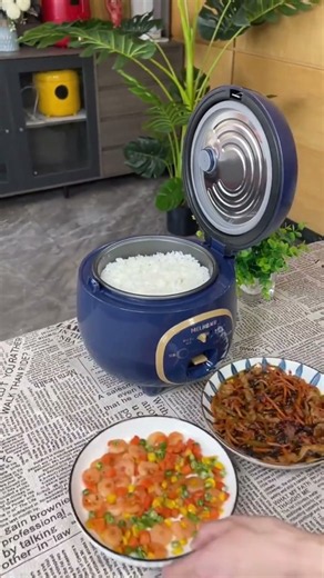Mini Electric Rice Cooker – Portable Nonstick Cooker for Easy Everyday Meals! 🍚💙✨