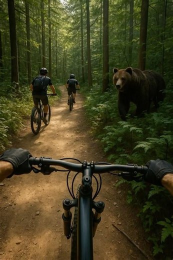 Cycling Through the Forest… Until a Bear Appears on the Trail! 🚴🐻