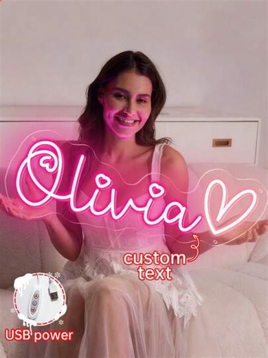 Customized LED Neon Sign Decoration, Personalized Neon Light Name Sign For Graduation, Wedding, Mother's Day, Father's Day, Birthday Party, Game Room, Home, Business, Store, Maximum Size 30 Inches | SHEIN
