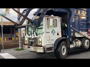 Waste connections Mack MRU Hercules EZpack packing full Dumpsters