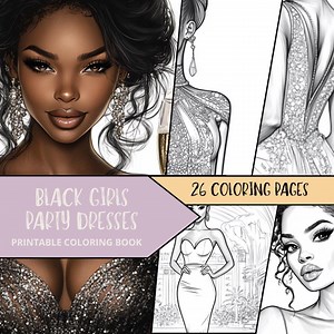 Elegant Black Woman Coloring Pages, Printable Coloring Pages for Adult, Grayscale Coloring Sheets, Relaxing Coloring Book, Fashion Coloring - Etsy
