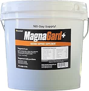 Plus- Gastric Support Supplement for Horses with Omega 3s | Relieves Ulcers, Calming Supplement, Magnesium & Other Vital Minerals | Powder, 20lb Bucket, 5-Month Supply | by Eagle Equine
