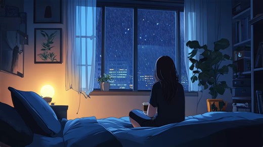 Girl, Anime, Rain. Free Stock Video