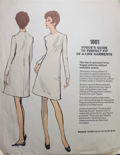 Vintage Vogue Pattern Service 1001 – A Line Fitting Shell for Fashion School, 1960s PRE-CUT COMPLETE - Etsy