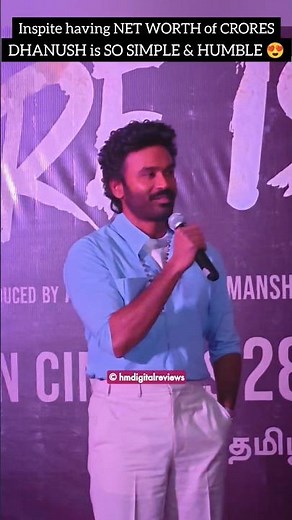 Actor Dhanush looks so simple and his reply is just simple like him at Tere Ishk Mein promotion