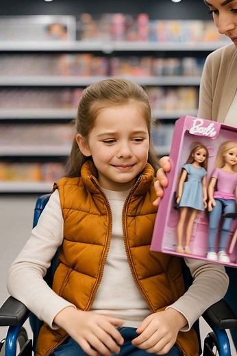 😲😵Die Mutter riss der im Rollstuhl sitzenden kleinen Tochter die Puppe aus den Händen und sagte kalt: keine Geschenke für sie — nur Behandlung. Und genau in diesem Moment kam ein Mann auf sie zu, und etwas geschah, das den ganzen Laden schockierte. Ich suchte nach Neujahrsgeschenken, als ein Mädchen im Rollstuhl meine Aufmerksamkeit auf sich zog. Lange und fast flehend schaute sie auf die Puppenschachtel im obersten Regal. Schließlich streckte sie sich mit aller Kraft, berührte sie, nahm sie v