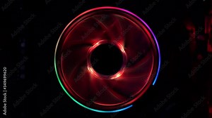 Colorful computer cooling fan spinning