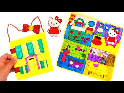 БУМАЖНЫЕ КУКЛЫ! Бумажный дом Hello Kitty! Paper DOLLS! Как сделать домик Хелло Китти из бумаги!