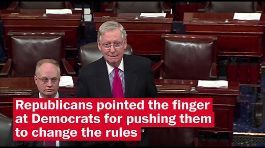 Senate Republicans took the "nuclear option," to break the filibuster on Supreme Court nominee Neil Gorsuch on April 6, and both parties pointed fingers at the other for the divisive rules change. | Washington Post