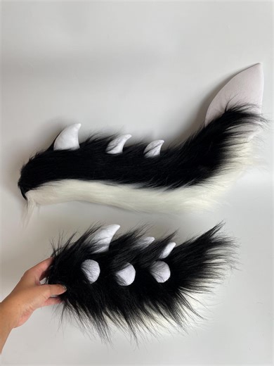 Custom Furry Tail With Belt – Short or Long – Choose Main Accent Color | Perfect for Fursuit Dino Raptor Skulldog Cosplay | Halloween Gift - Etsy