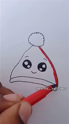 Cute christmas santa hat 🤠🎅 !! Easy Drawing #christmas #santahat #ytshort