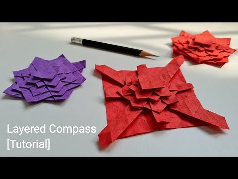 Origami Tessellation : Layered compass [Tutorial]