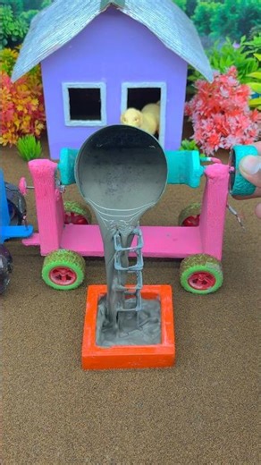 Mini Tractor Cement Mixer Making Pillar | Amazing DIY Construction Machine 🏗️#shorts#youtubeshorts