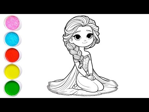 Cute Elsa Frozen Drawing for kids, Painting & Coloring for kids, Toddlers | Let's Draw Together
