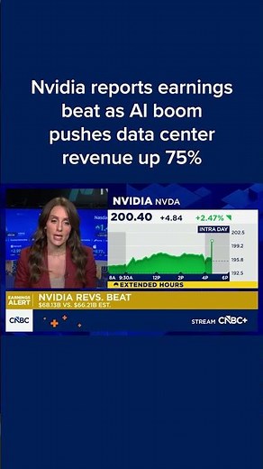 Nvidia reports earnings beat as AI boom pushes data center revenue up 75%