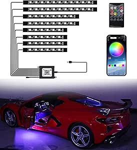 C8 RGB LED Lights Mounted in Engine Bay/Side Cove/Welcome/Footwell Fit for Corvette C8 Stingray Z51 Z06 E-Ray 2020-2025(Bl ue Too th)