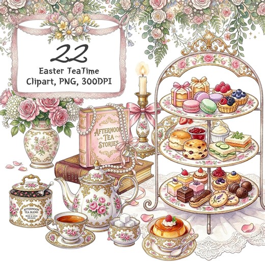 Watercolor Tea Party Clipart Vintage Floral Teacup PNG for Planner Stickers Bridal Shower Invitations Afternoon Tea Time (graphics Download) - Etsy