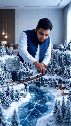 Snowy Railway Bridge Scene |Tiny World Factory Studio
