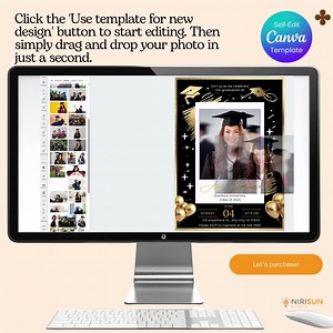 Class of 2025 Graduation Invitation Template Black and Gold Cap Design, Grad Announcement, Editable Canva Grad Party Invite for High School - Etsy