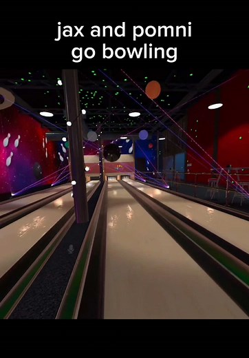 Jax y Pomni van a jugar a los bolos en el circo digital