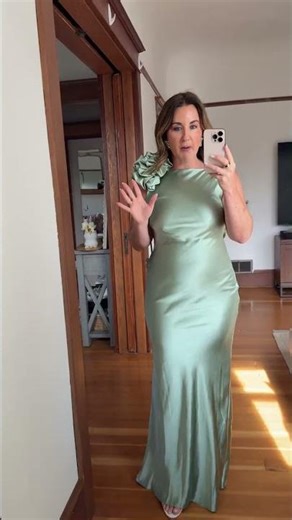 Spring Wedding Guest Dresses - Lana Sage Green Maxi Dress with 3D Floral Detail #weddingguestoutfit