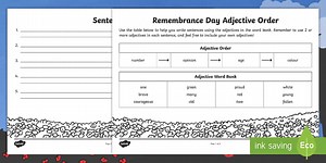 Remembrance Day Adjective Order Worksheet