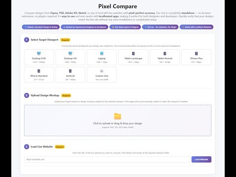 Pixel Compare: Pixel-Perfect Design Comparison Tool for Figma, Adobe XD, PSD & Websites
