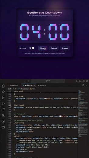 Synthwave Countdown css #html #webdevelopment #ai #aivideo #aishorts #frontend #devshorts