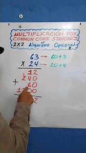 MULTIPLICACIÓN POR MÉTODO COMMON CORE STANDARD ALGORITMO OPCIONAL 2 #escuela #colegio #commoncore