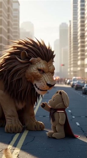 Teddy Bear Superhero Stops a Giant Lion!