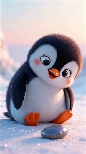 Pippin - the Baby Penguin Finds a Mysterious Shiny Pebble 🐧✨🤣 #penguinvlog #cutecreatures #snowday