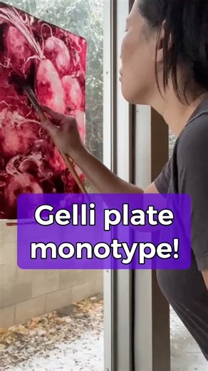 6.1K views · 92 reactions | My process with gelli plates to create a monotype. Featuring radishes and a nap  in the middle.  My art supplies: this gelli plate is 16” x 20,” printed on Rives BFK, a cotton rag printmaking paper with water based Akua intaglio inks. We have several gelli plate videos here: https://artprof.org/library/learn/tutorials-media/printmaking/ xoxo Prof Lieu | Art Prof | Facebook