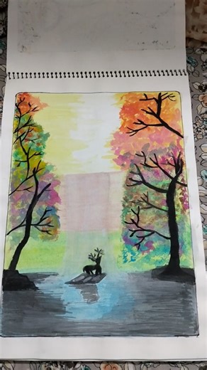 Beautiful Spring Scenery Drawing🌱🌷🌸😍✨❤ #shorts #drawing #spring #beautiful