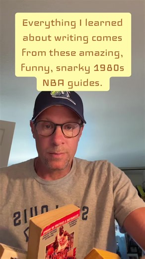 Everything I learned about writing comes from these amazing, funny, snarky 1980s NBA guides. #zanderhollander #nba #benoitbenjamin #hoops #patrickewing