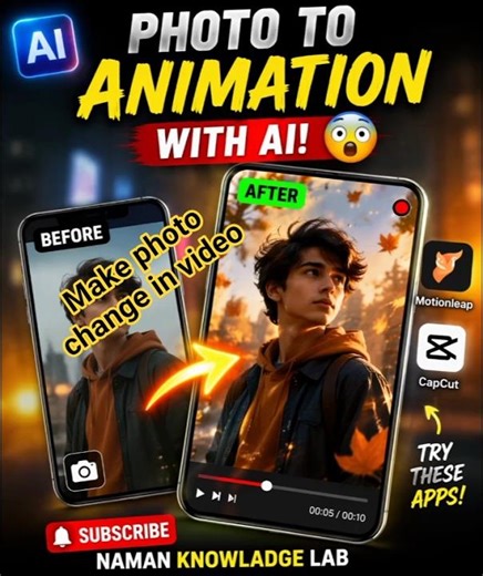 Turn Your Photo Into Animation With AI 🤯 | Free AI App Trick #shortsfeed